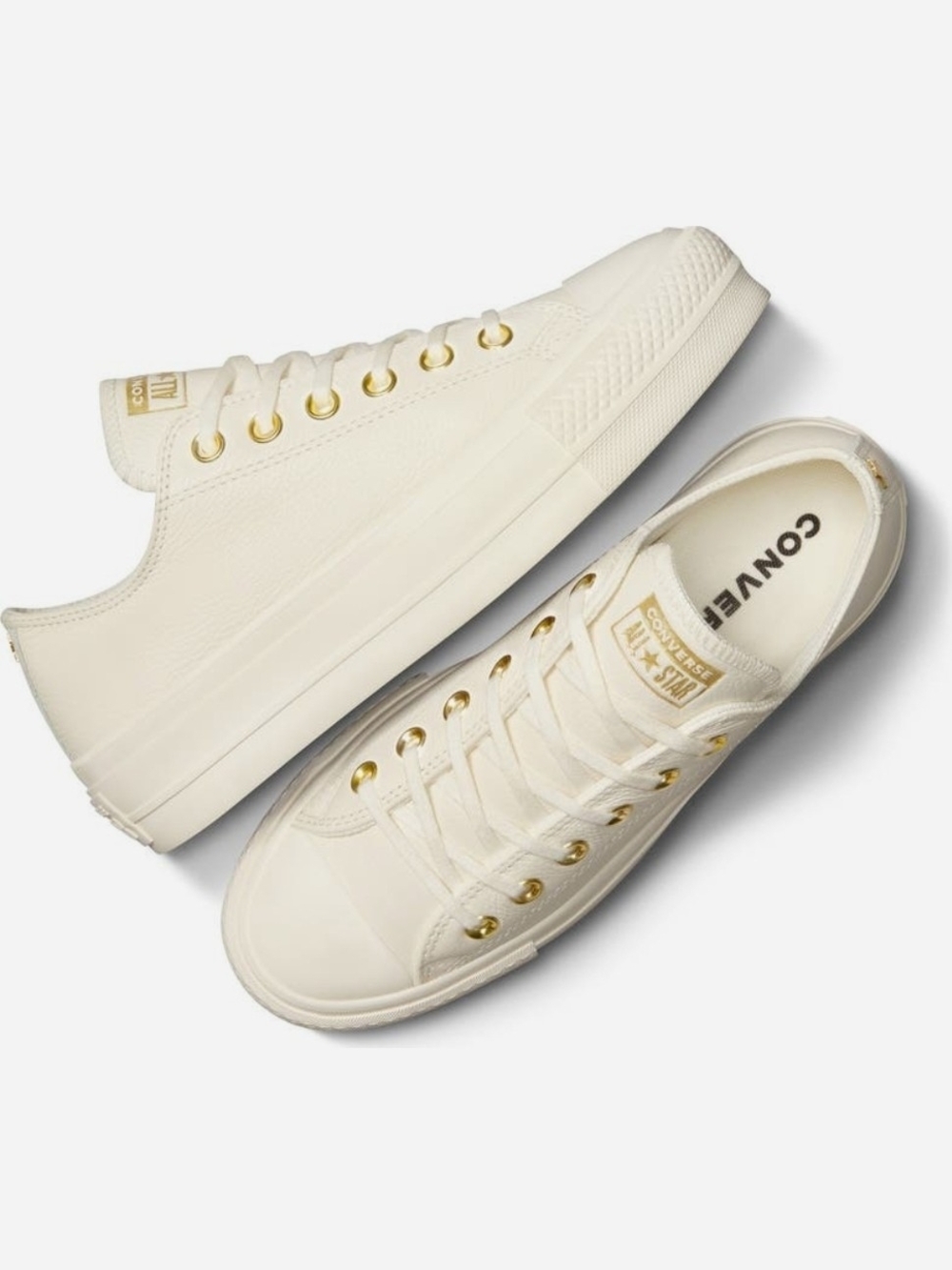 Converse Chuck Taylor All Star Lift  Sneakers - Cream with Gold Eyelets